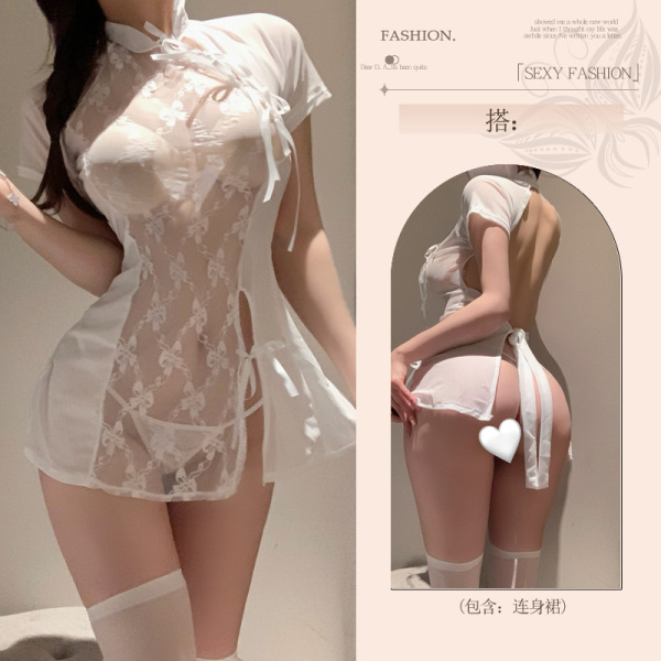 Seductive Qipao Lingerie Set - Forbidden Elegance Sleepwear for Couples, Sexy Silk-Feel Romantic Outfit - Cheongsam [Cheongsam + T-shirt]