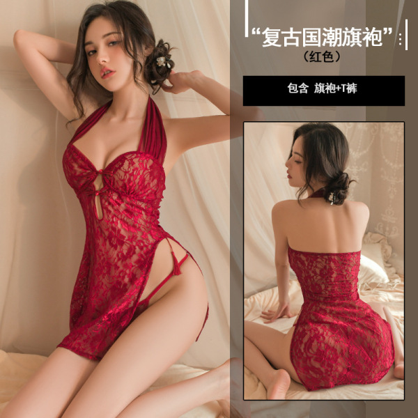 Qingqing Red Cheongsam Dress for Small Bust - Pure & Alluring Bodycon Qipao Mini Dress, No-Remove Sexy Style - cheongsam