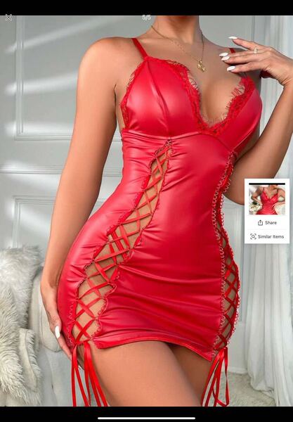 OL Secretary Lingerie Set - Seductive Cosplay Sleepwear with Pencil Skirt for Women, Summer Sexy Outfit - Red matte leather