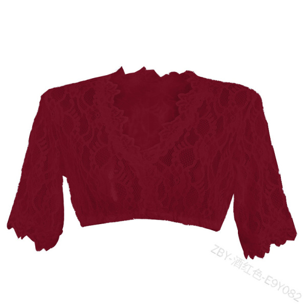 Plus Size Lace Mesh Camisole Set - Sexy Lingerie for Women,European and American Style Underwear for Cross-Border E-Comm - Claret