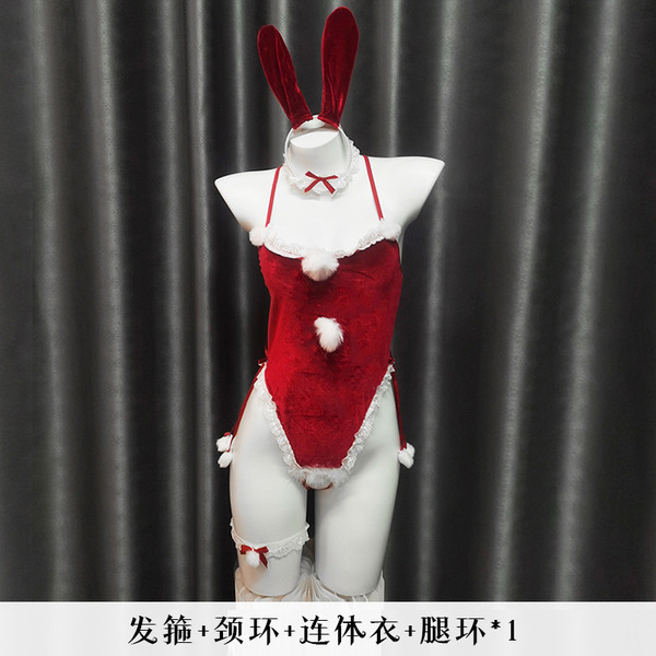 Xianyi Sexy Christmas Bunny Costume Set - Seductive Holiday Lingerie Outfit for Women, Festive Naughty Dress - S33 Red