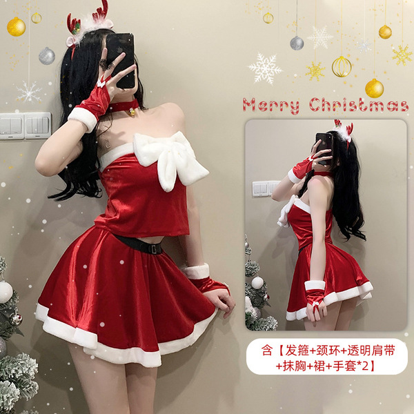 Xianyi Sexy Christmas Bunny Costume Set - Seductive Holiday Lingerie Outfit for Women, Festive Naughty Dress - S9 Red (Headpiece)