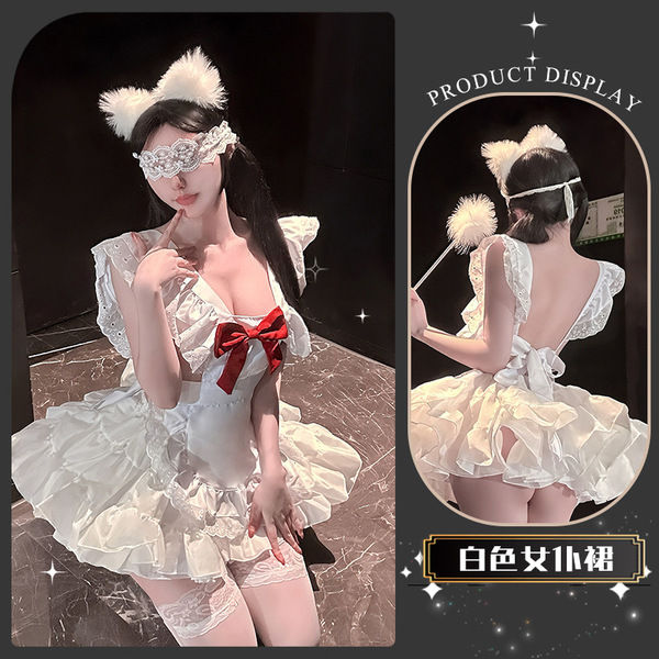 Chao Mu Soft Cute Lingerie Set - Bowknot Maid-Inspired Pure & Tempting Lolita Erotic Underwear for Women - Cherry blossom and jasmine knot~ [Single matching tutu skirt]