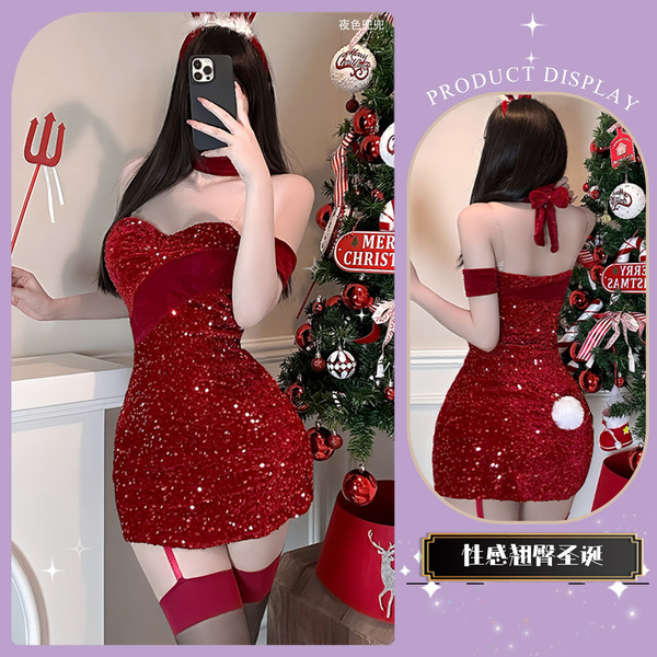 Chao Mu Lingerie Dress - Sexy Christmas & Valentine's Day Costume Dress, Seductive Slip Dress for Date Night - Bodycon Christmas Dress