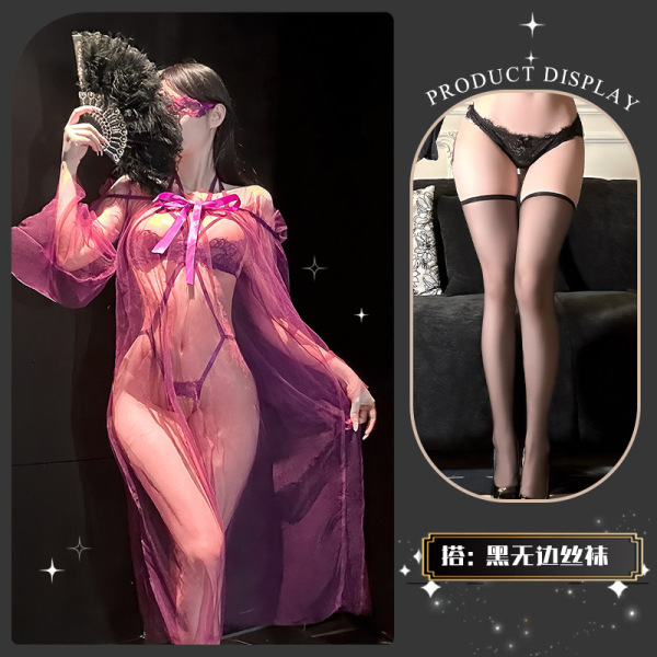 Sensual Lace Lingerie Set with Sheer Mesh & High-End Stockings – Sexy, Playful, Wearable Elegance - Shasha Tea Talk ~ + Black Boundless Stockings
