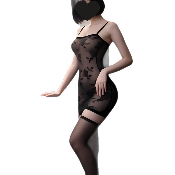 Seductive lace bodysuit featuring sheer mesh and open-crotch design, perfect for women seeking an all-in-one sexy outfit.