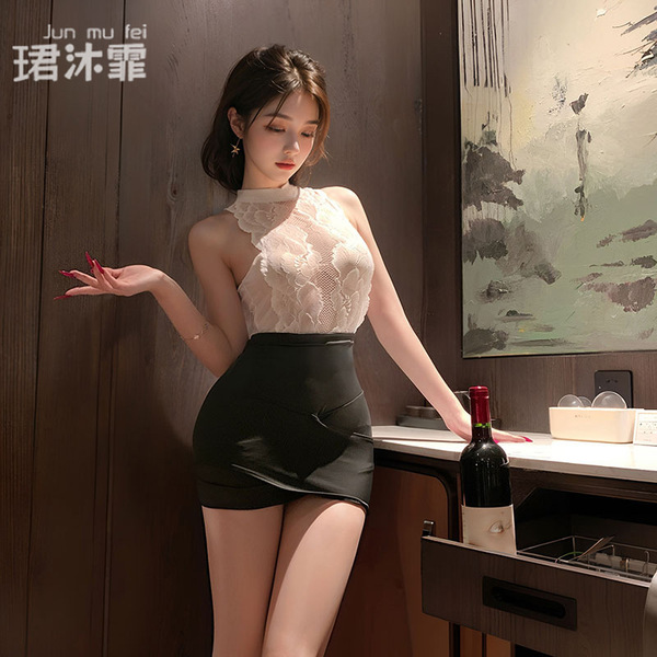 Seductive lace secretary skirt - sexy pure-delight bodycon mini skirt with elegant sheer details, showcased by jun mu feis el...