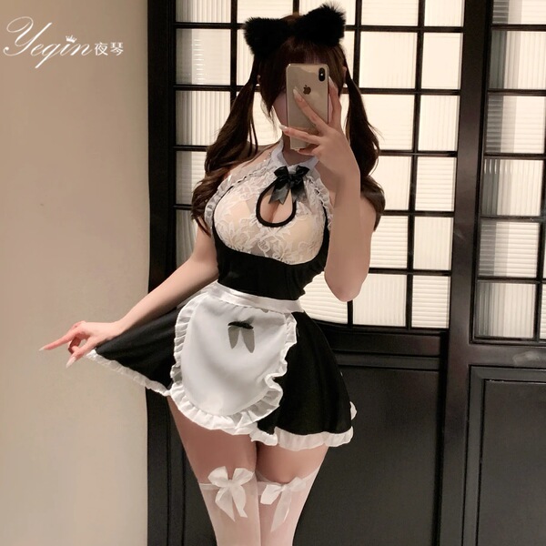 Seductive maid costume sleepwear - sexy uniform lingerie set, pure temptation cosplay outfit for adults