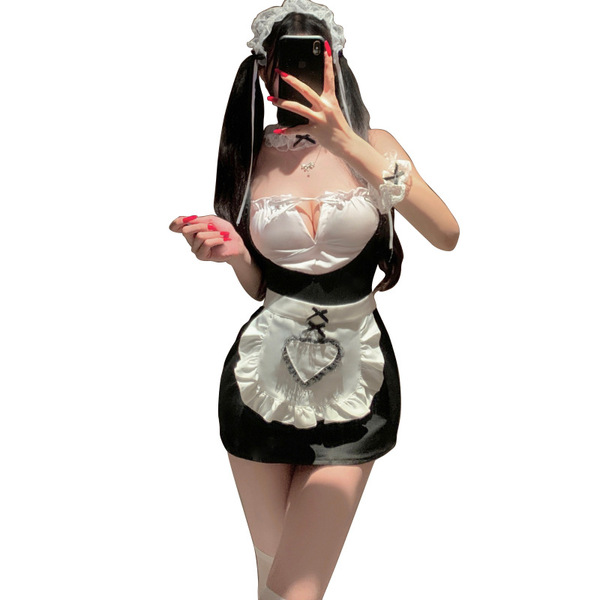 Seductive maid costume for women - sexy role play lingerie set, no-remove bedroom outfit, pure temptation uniform