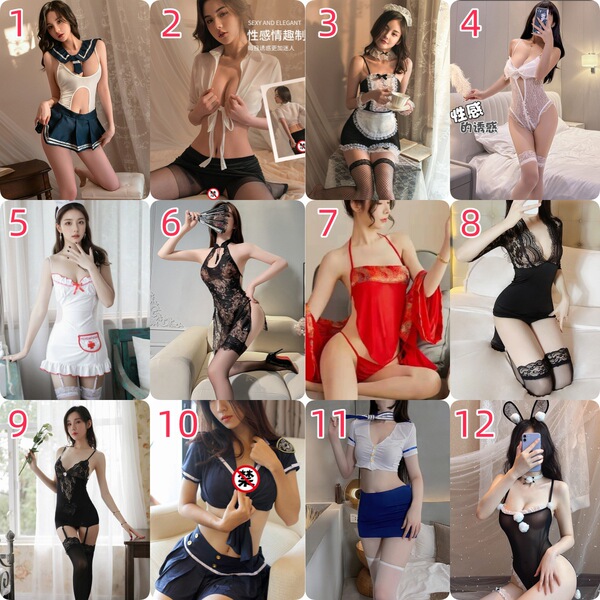 Japanese Schoolgirl Costume - Sexy Open-Crotch Bodysuit with Skirt, Sailor Style Uniform Outfit for Adults - [Choose 3 items] Leave a message or contact customer service when placing your order.