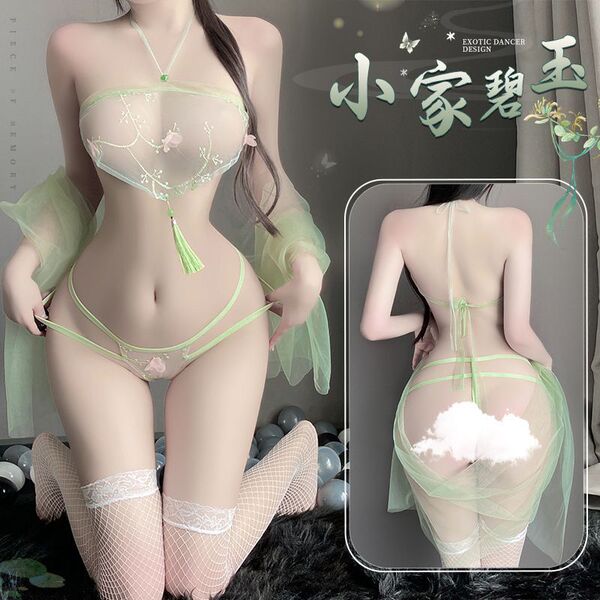 Sensual Hanfu Lingerie Set - Sheer Mesh Doudou Ancient Chinese Erotic Costume for Roleplay & Intimacy - Sexy ancient style Hanfu