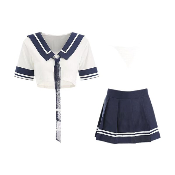 Sexy sailor school uniform set - cute & seductive jk outfit for role play & cosplay, featuring a white top with navy accents ...