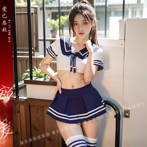 Sexy student uniform lingerie set - japanese jk style sailor outfit, plus size role play costume