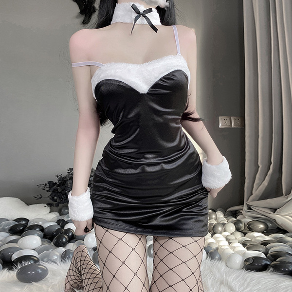 Sexy womens chinese-inspired lingerie set - flirty qipao-style tight sleepwear, plus size pure & tempting outfit