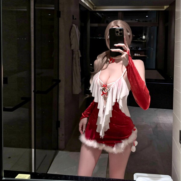 Sexy new year lingerie dress - plush strapless christmas costume for role play & seductive outfits, perfect for festive celeb...