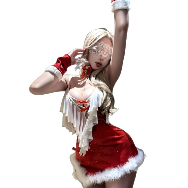 Sexy new year lingerie dress - plush strapless christmas costume for role play & seductive outfits, featuring festive red and...
