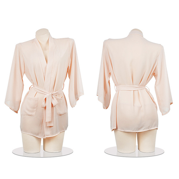 Sheer boyfriend-style chemise set - sensual chiffon lingerie robe & matching sleepwear outfit, featuring elegant design and s...