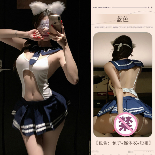 Pure & Seductive Lingerie Set for Women – Sexy Student-Style Intimate Apparel with Elegant Allure - School uniform [top + JK skirt + matching socks]