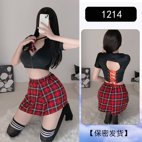 Sexy Sailor Uniform Costume for Women - Cute JK Schoolgirl Outfit with Short Skirt, Nightclub & Roleplay Ensemble - Tie + shirt + skirt + fishnet stockings