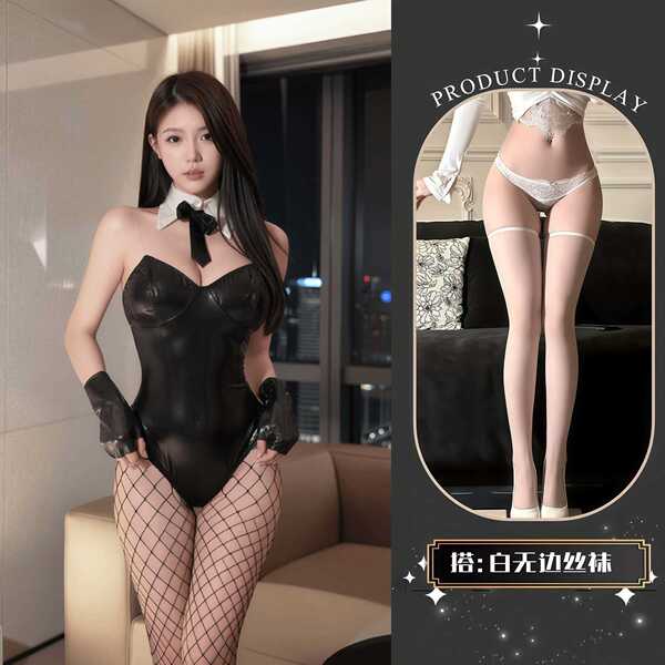 QQNY Pure Allure Lingerie Set – Elegant Sleepwear for Women, Sensual & Sophisticated Bedroom Wear - Uniform + white lace stockings