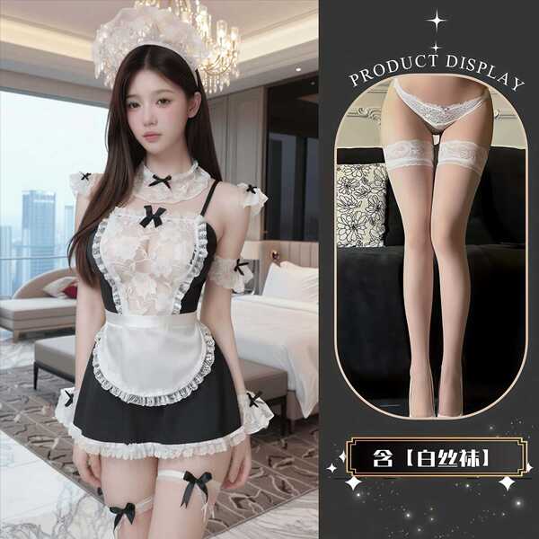 QQNY Pure Allure Sleepwear Set – Elegant Seductive Lingerie for Women, Luxury Intimate Nightwear - Uniform + white stockings
