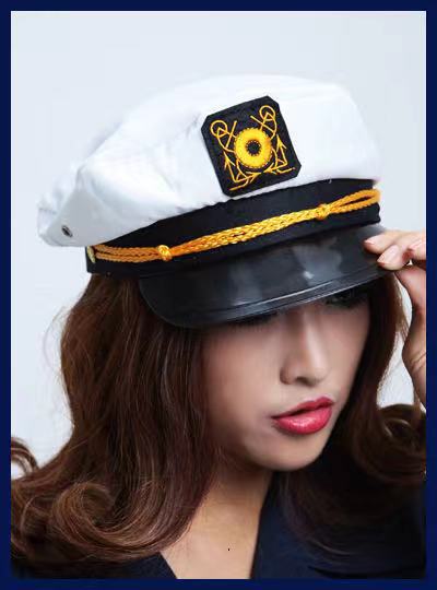 Qingran Sexy Air Hostess Costume Set - Role Play Lingerie Skirt Outfit for Adults - White hat + suit