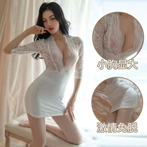 Plus Size Sexy Lingerie for Women – Elegant & Comfortable Large-Size Intimate Apparel - White plus-size T-shirt + white open-crotch socks