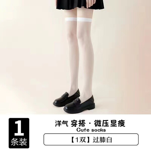 2026 Cute Sweet Lolita Dress for Women – Elegant Long Sleeve Party & Performance Dress - White stockings