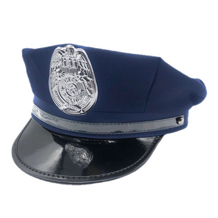 Blue police hat with shiny badge for womens sexy officer costume - role play lingerie outfit for adults.