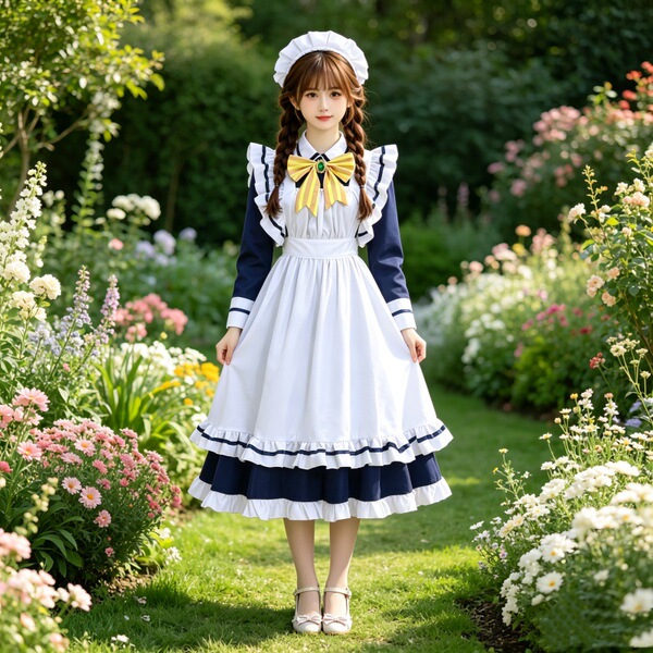 Maid Dress Cosplay Costume - Sweet Lolita Servant Dress for Women, Plus Size Cute Maid Outfit for Daily Wear & School - Sister Zaozi's Maid Lolita Dress Set (Dress + Apron + Bow + Headband Included)
