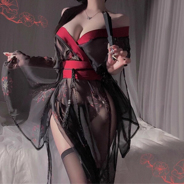 Gorgeous cloud sensual lingerie set – ancient chinese style hanfu-inspired bedroom outfit, no-remove pure temptation cos