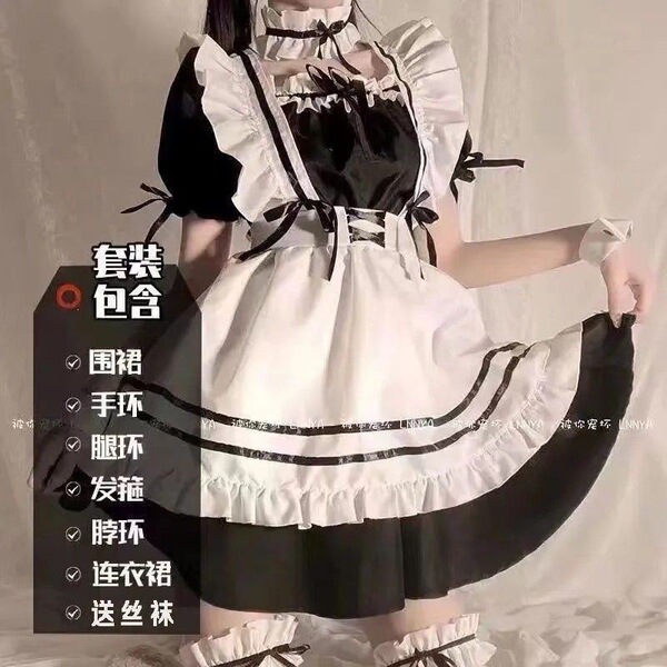 Japanese maid costume dress - cute anime schoolgirl lolita outfit for women, plus size cosplay dress