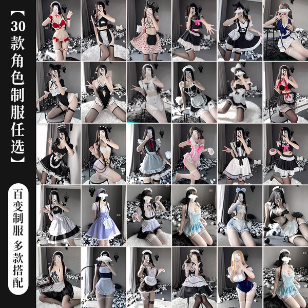 Sexy maid costume for women - 30 colorful options with apron, headband & stockings set