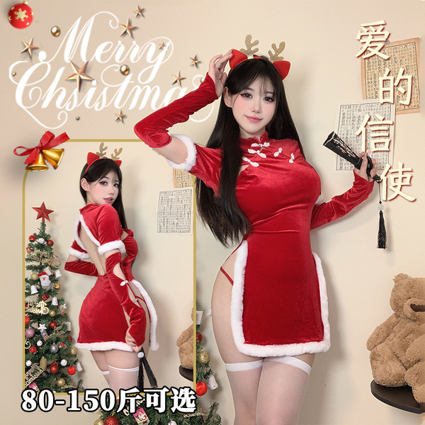 Christmas Lingerie Set - Sexy Velvet Holiday Costume for Women, Elegant Santa-Themed Outfit & Stage Wear