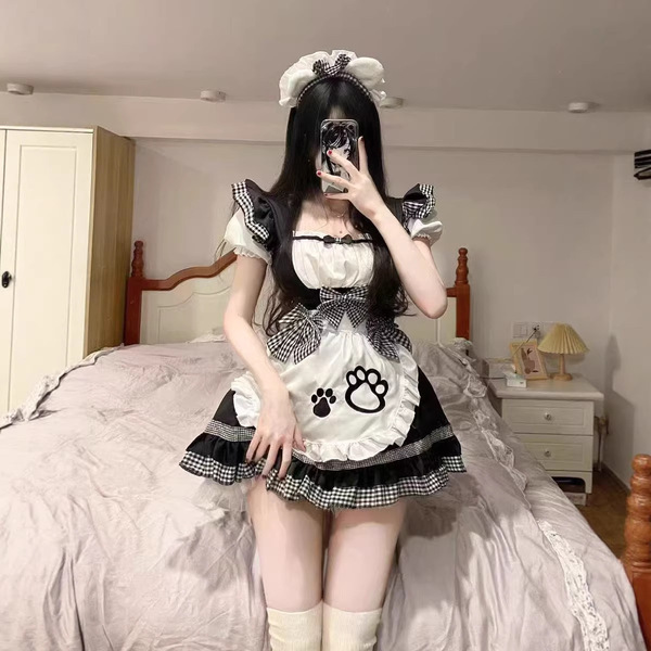 Japanese lolita dress for girls - cute cat ear maid outfit, soft girly cosplay dress for daily wear & photoshoots