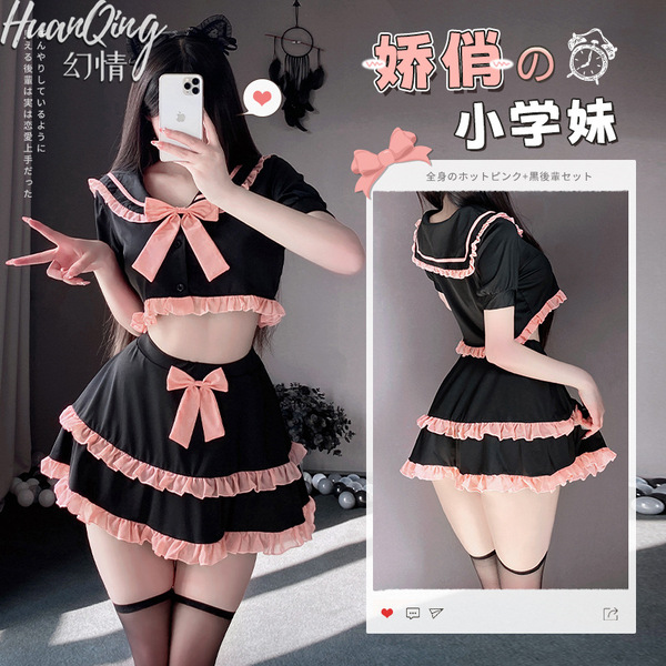 Jk student style lingerie set - cute sailor uniform sleepwear with bow detail for women