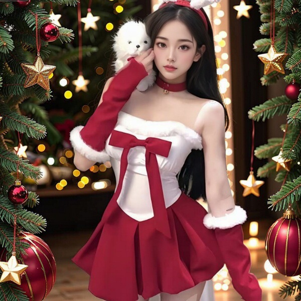 Mimoo christmas bunny costume - sexy new year party outfit, cosplay & lingerie dress for festive performances, featuring fest...
