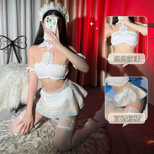 Mohe seductive lingerie set - sexy maid costume with bralette and skirt, perfect for bedroom playtime