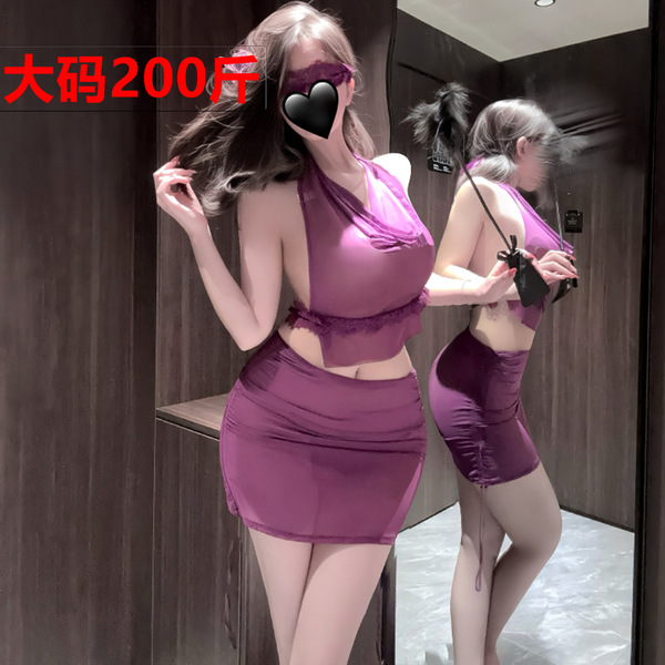 Plus size sexy lingerie set - sheer all-in-one sleepwear, two-way wear seductive pajama outfit for women