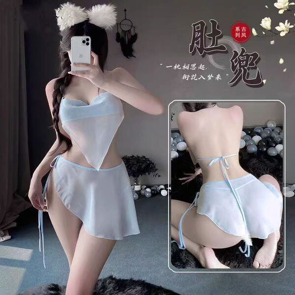 Pure temptation lingerie set - sexy backless bodysuit with detachable belly band, seductive eat-ready outfit