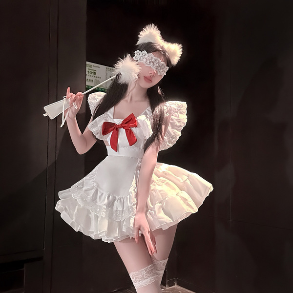 QingShe Soft Cute Lingerie Set - Bowknot Maid-Inspired Pure & Tempting Lolita Erotic Underwear for Women