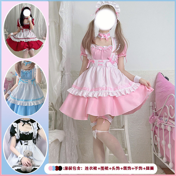 S4xl maid costume cosplay dress - lolita style plus size servant outfit for women featuring ruffled skirts, bows, and headpie...