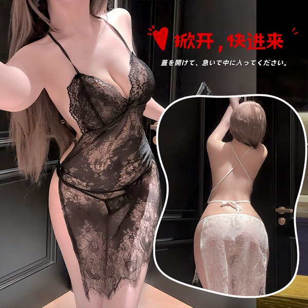 Seductive lace lingerie set featuring sheer fabric with intricate designs, perfect for sensual allure.