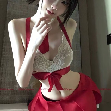 Sexy new jk uniform set - cute short pleated skirt & lace bra for small bust, student style outfit