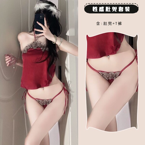 SUQING Vintage Lace Bodysuit - Sexy Transparent Corset Top with Embroidered Tie-Straps, Retro Erotic Lingerie Set