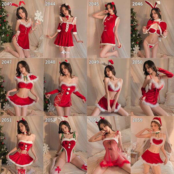 Womens sexy christmas lingerie set featuring festive designs, perfect for holiday celebrations and role play costumes. includ...