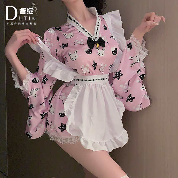 Xianyi Japanese Kimono Lingerie Set - Cute Soft Girl Lolita Sleepwear, Pure & Sexy Anime-Inspired Nightwear