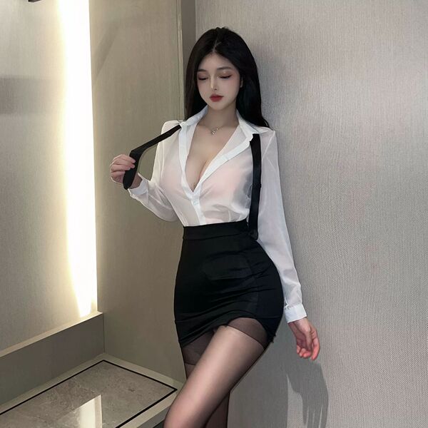 Yujie-Style Secretary Sexy Pure-Yu Summer Shirt Set - Slim-Fit OL JK Uniform White Blouse