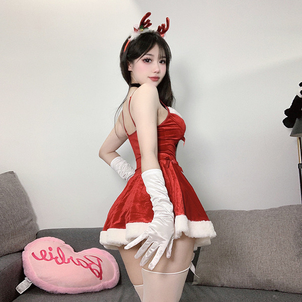Sexy christmas lingerie set - velvet role play costume for new year eve & holiday parties, featuring a festive red dress with...