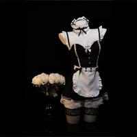 Sexy Maid Costume Set for Women - Steel-Boned Push-Up Lingerie Sleepwear with Removable Cups & Flirty Apron